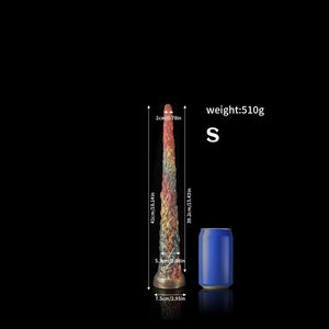 Knot Dildo Vine Rainbow Tentacle Dildo - Anal Plug with detailed measurements and vibrant colors