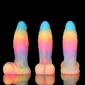 Knot Dildo White Zephyr Blue Yellow Purple Knot Dildo in a vibrant gradient design with textured base