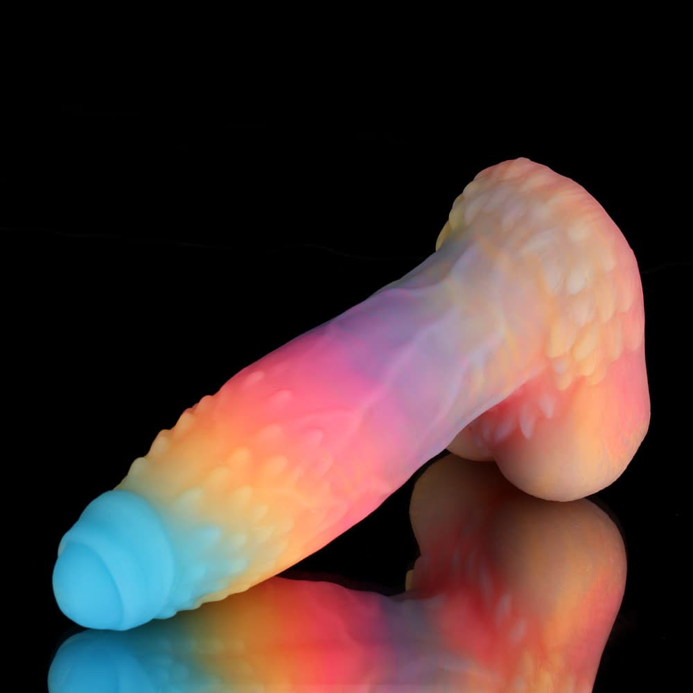 Knot Dildo White Zephyr Blue Yellow Purple Knot Dildo with a colorful, textured design for enhanced pleasure
