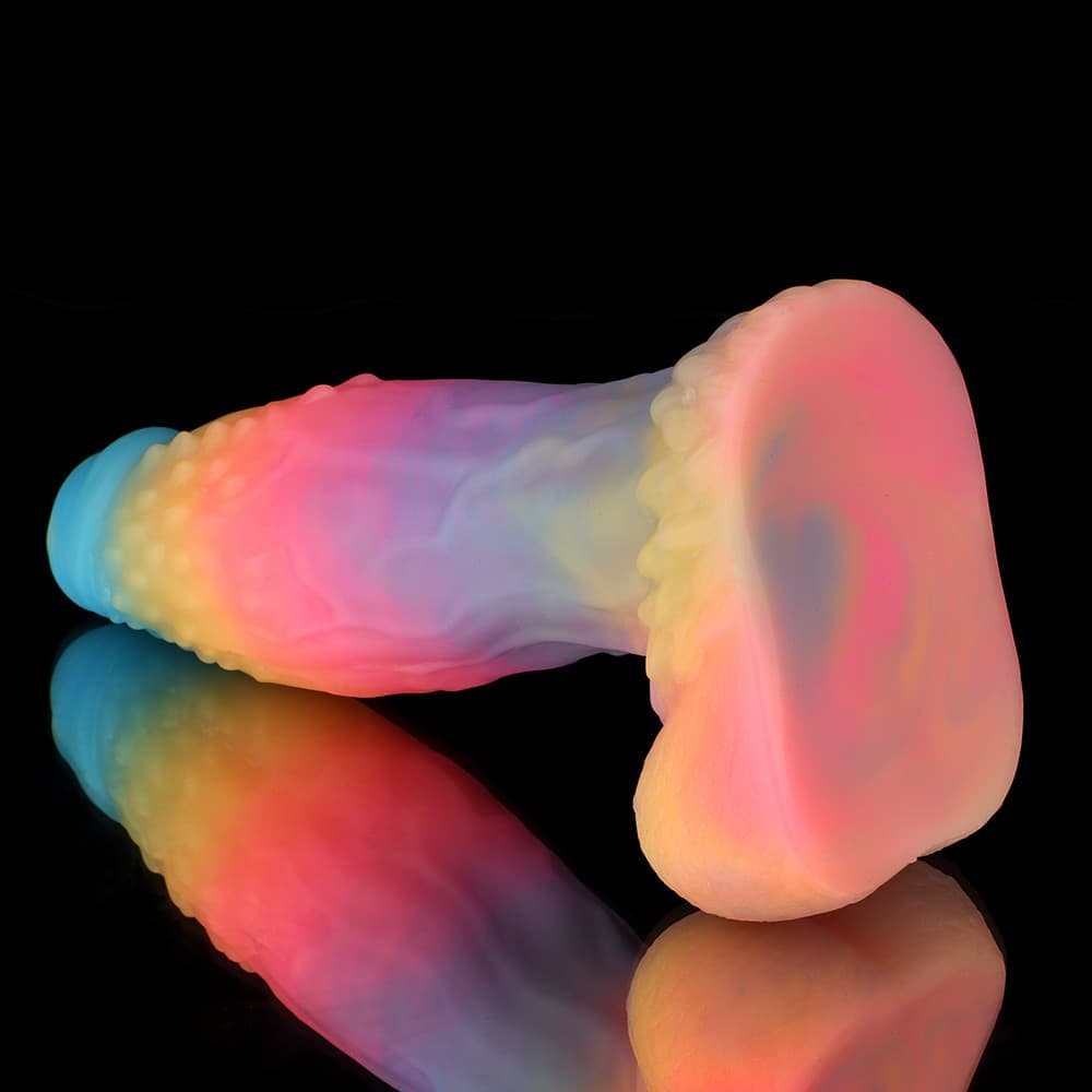 Knot Dildo White Zephyr Blue Yellow Purple Knot Dildo with a smooth, colorful silicone finish
