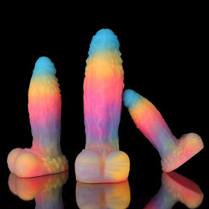 Knot Dildo White Zephyr Blue Yellow Purple Knot Dildo in a vibrant gradient color scheme