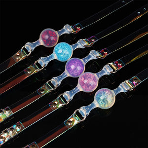 KnotDildo Colorful Crystal Ballgags - Discreet Pleasure with multiple colors and transparent straps