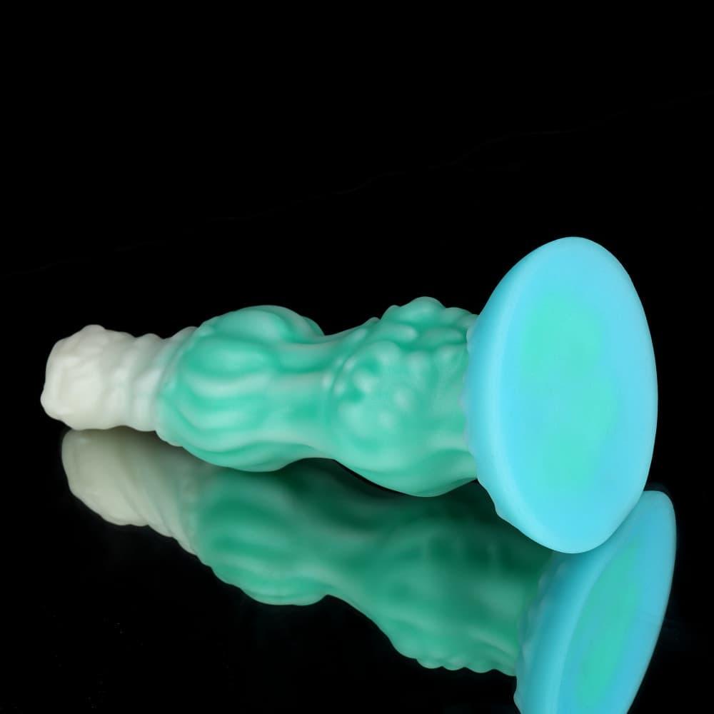 Knotdildo Dog Blue Green Knotted Dildo for Ultimate Pleasure with textured surface and suction base