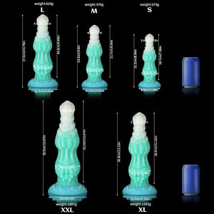 Knotdildo Dog Blue Green Knotted Dildo for Ultimate Pleasure in various sizes and dimensions