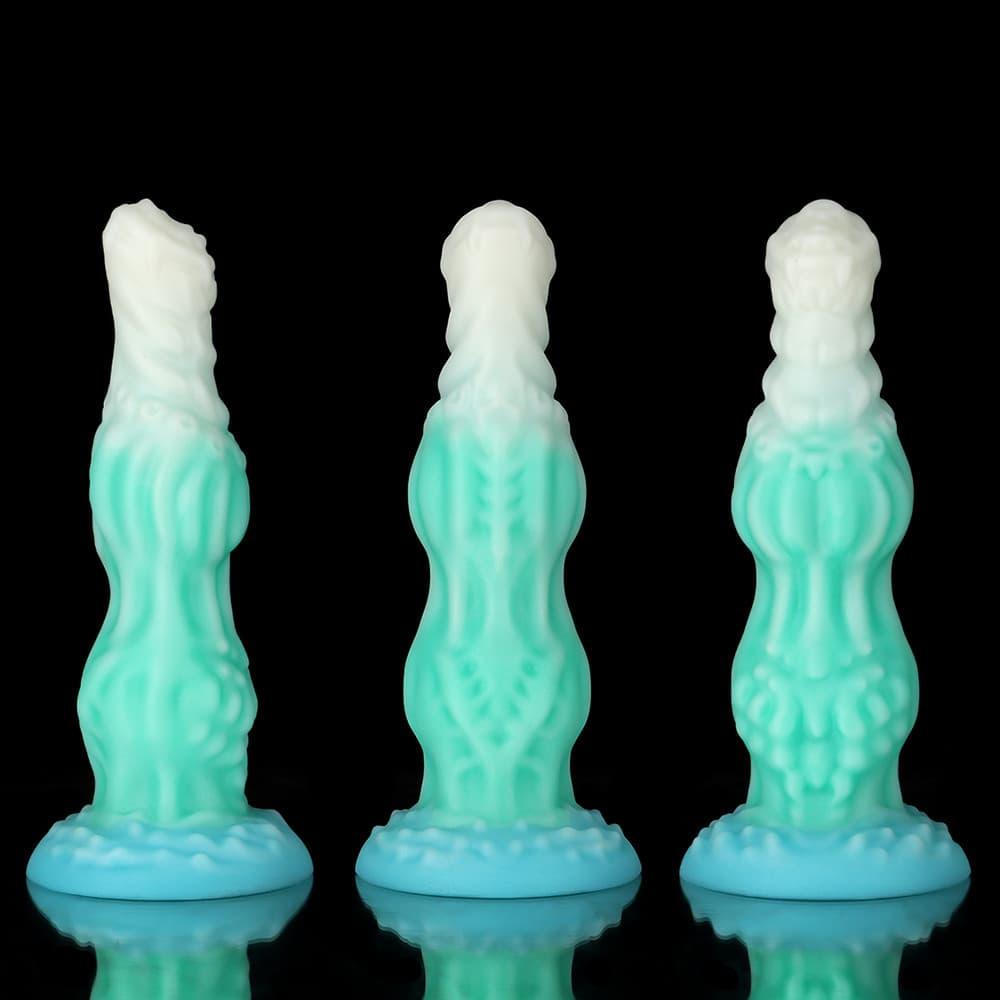Knotdildo Dog Blue Green Knotted Dildo for Ultimate Pleasure with a unique design and textured features