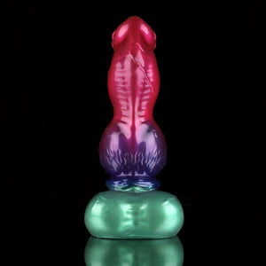 KnotDildo Nicos Gun Dog Gradient Purple Green Fantasy Knotted Dildo with a vibrant design and unique shape