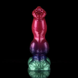 KnotDildo Nicos Gun Dog Gradient Purple Green Fantasy Knotted Dildo with unique design and vibrant colors