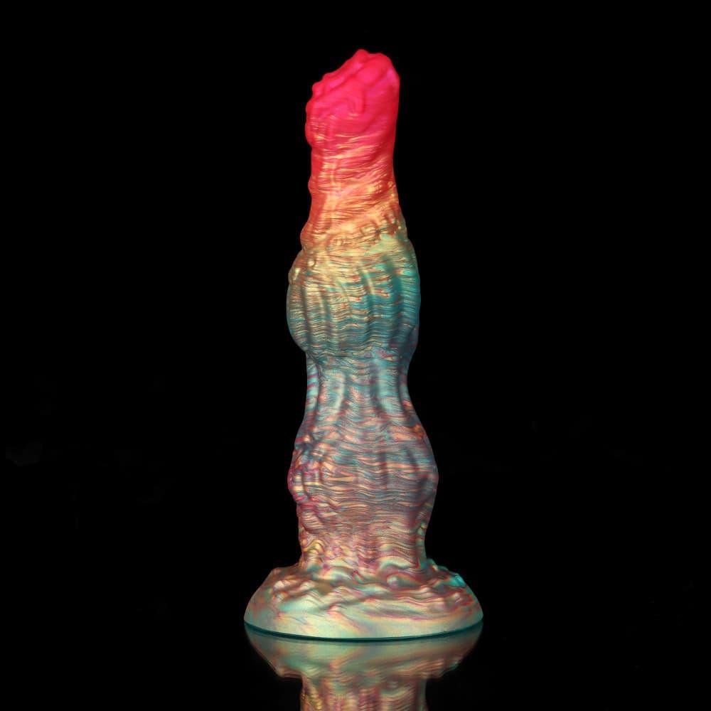 Knotdildo Rainbow Fantasy Knotted Dildo for Ultimate Pleasure with a textured surface and vibrant colors
