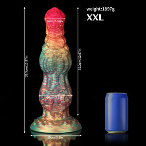 Knotdildo Rainbow Fantasy Knotted Dildo for Ultimate Pleasure with vibrant colors and detailed texture