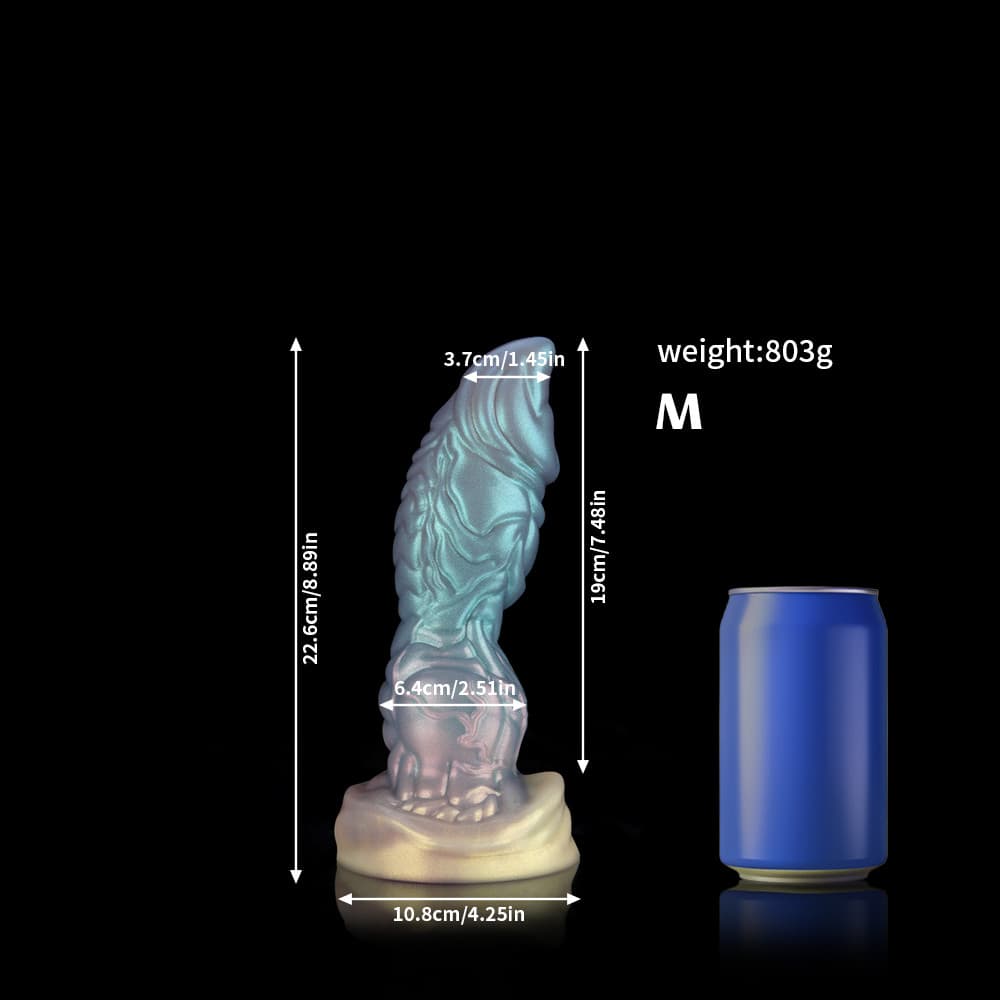 Knot Dildo Sailor's Tears Light Blue Knot Dildo with detailed texture and measurements for easy reference