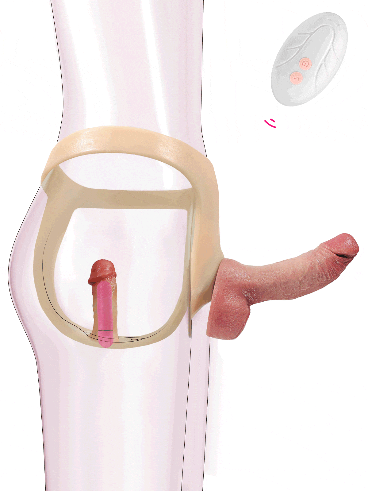 Silicone strap-on with vibrating anal dildo For Suction Cup Dildo (Replaceable dildo not included)