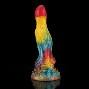 Yu Beauty Rainbow Knot Monster Dildo by Knot Dildo with vibrant rainbow colors and textured details