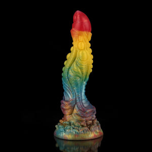 Yu Beauty Rainbow Knot Monster Dildo by Knot Dildo in vibrant rainbow colors and textured design