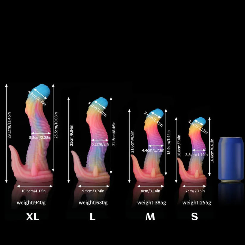 Knotdildo Dinosaur Fantasy Dildo – Blue, Yellow & Purple Adult Toy