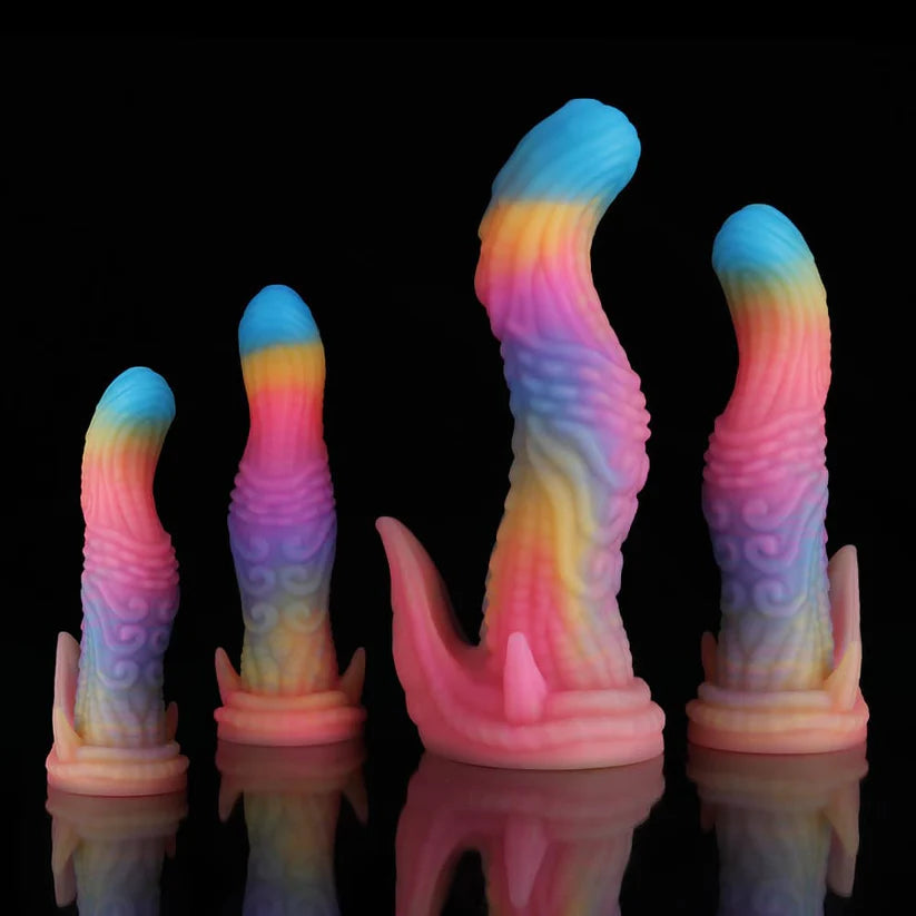 Knotdildo Dinosaur Fantasy Dildo – Blue, Yellow & Purple Adult Toy