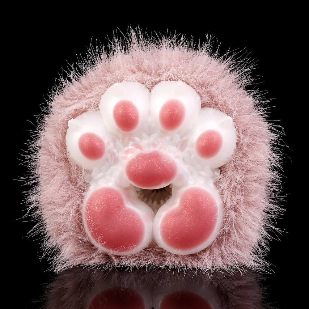 Knotdildo Plush White Paws Male Masturbator – Soft Furry Stroker Sleeve