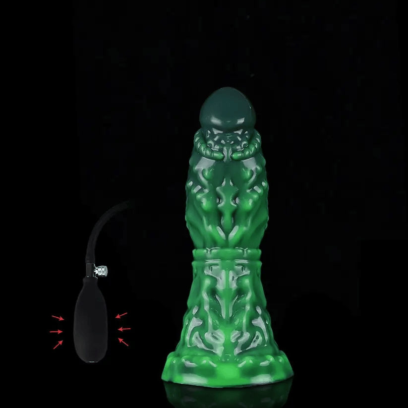 Aufblasbarer Silikon-Massagestab – Grün-Schwarzes Steinbock-Design