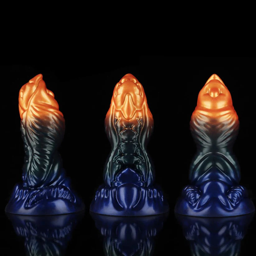 Knotdildo Hawksbill Animal Dildo – Orange Green Blue Fantasy Toy