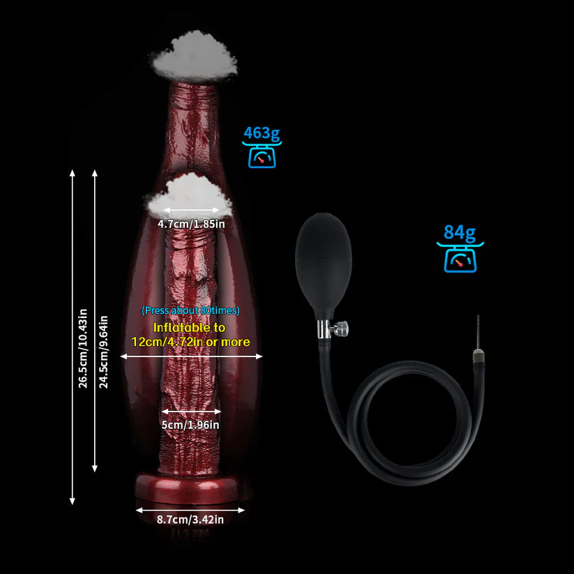 Knotdildo Burgundy Inflatable Dildo Wand – Adjustable Size Adult Toy with Soft, Realistic Feel