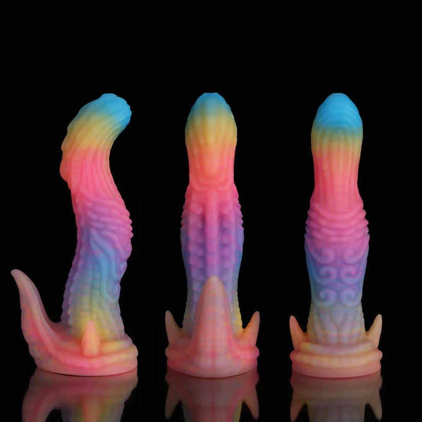 Knotdildo Dinosaur Fantasy Dildo – Blue, Yellow & Purple Adult Toy