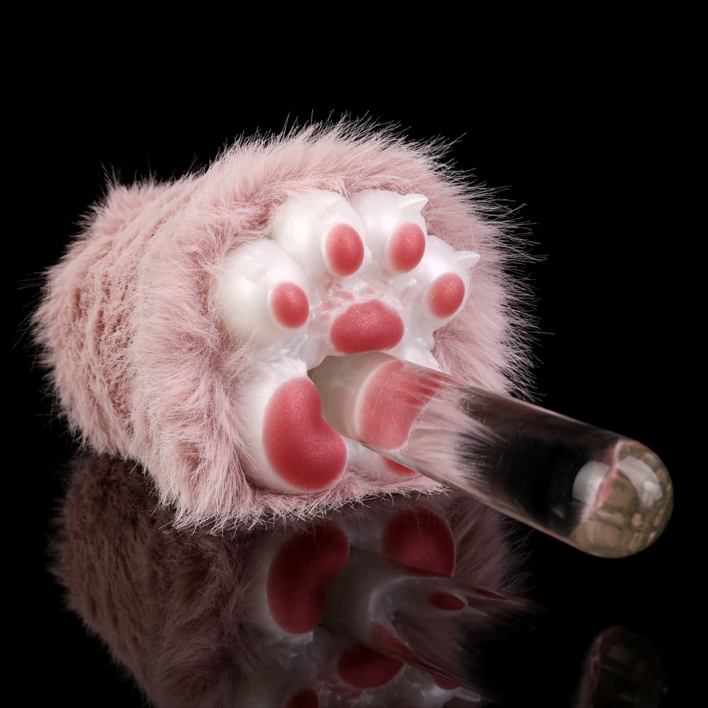 Knotdildo Plush White Paws Male Masturbator – Soft Furry Stroker Sleeve