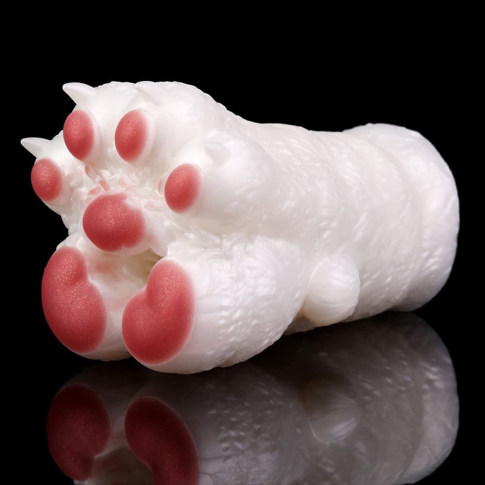 Knotdildo Plush White Paws Male Masturbator – Soft Furry Stroker Sleeve