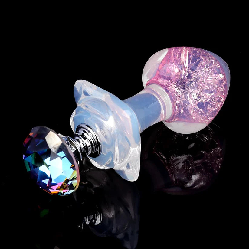 Knotdildo Peach Crystal Butt Plug – Elegant Design with Optional Accessories