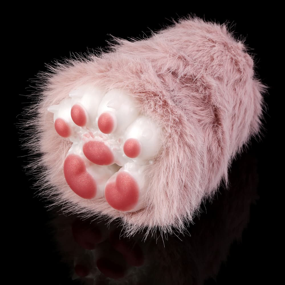 Knotdildo Plush White Paws Male Masturbator – Soft Furry Stroker Sleeve