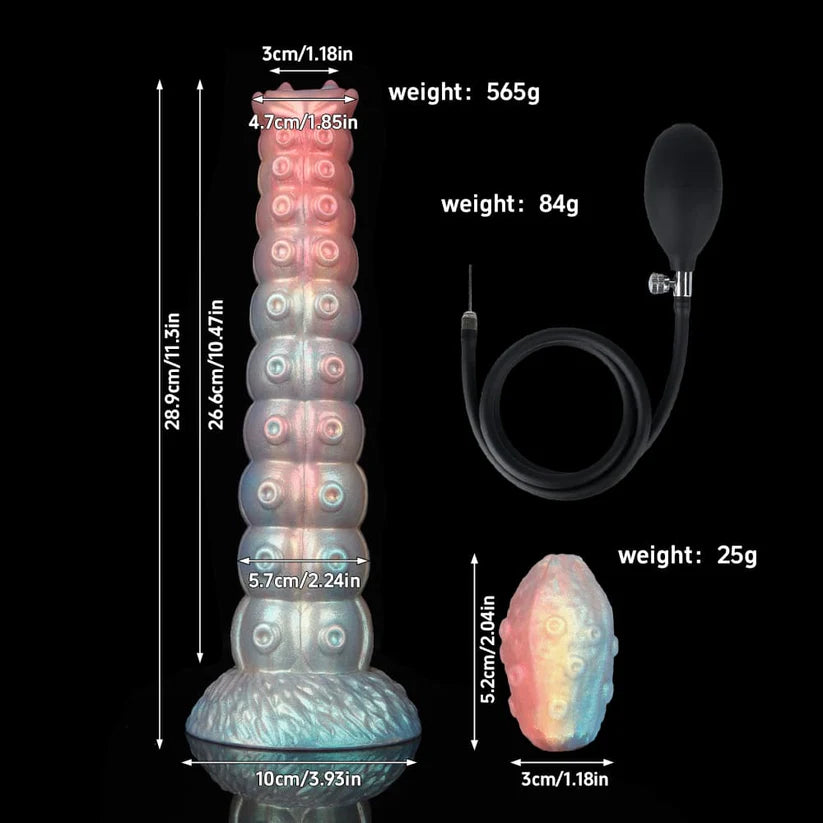 Colorful Inflatable Ovipositor Dildo – 5 Eggs Included, Expandable Fantasy Toy, Soft Realistic Feel