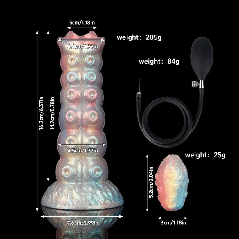 Knotdildo Dennis Colorful Inflatable Ovipositor Dildo (3 Eggs)
