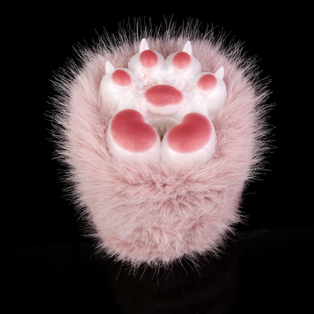 Knotdildo Plush White Paws Male Masturbator – Soft Furry Stroker Sleeve