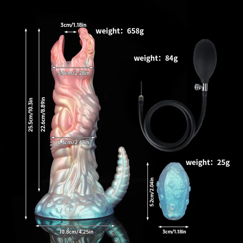 Knotdildo Colorful Dinosaur Inflatable Ovipositor Dildo – 3 Eggs Fantasy Toy