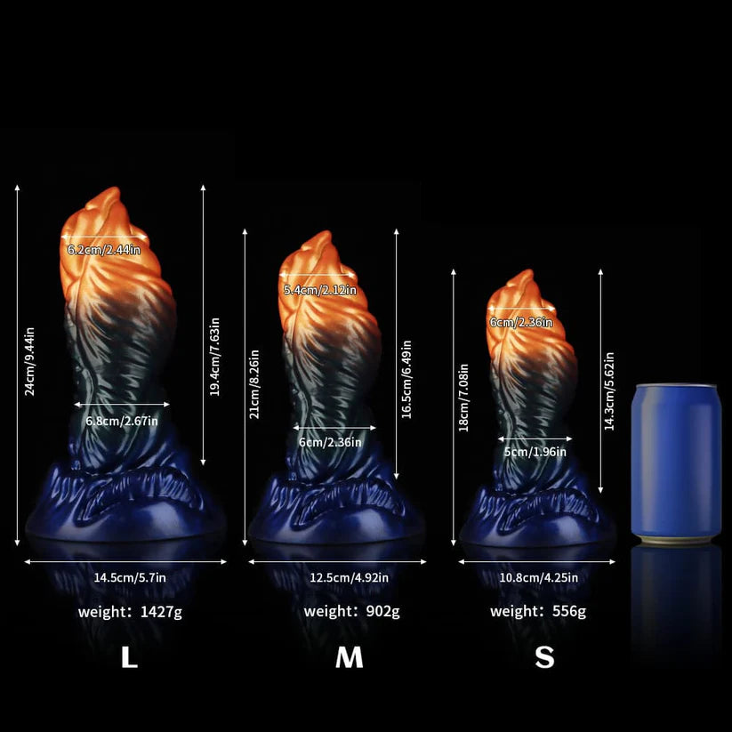 Knotdildo Hawksbill Animal Dildo – Orange Green Blue Fantasy Toy