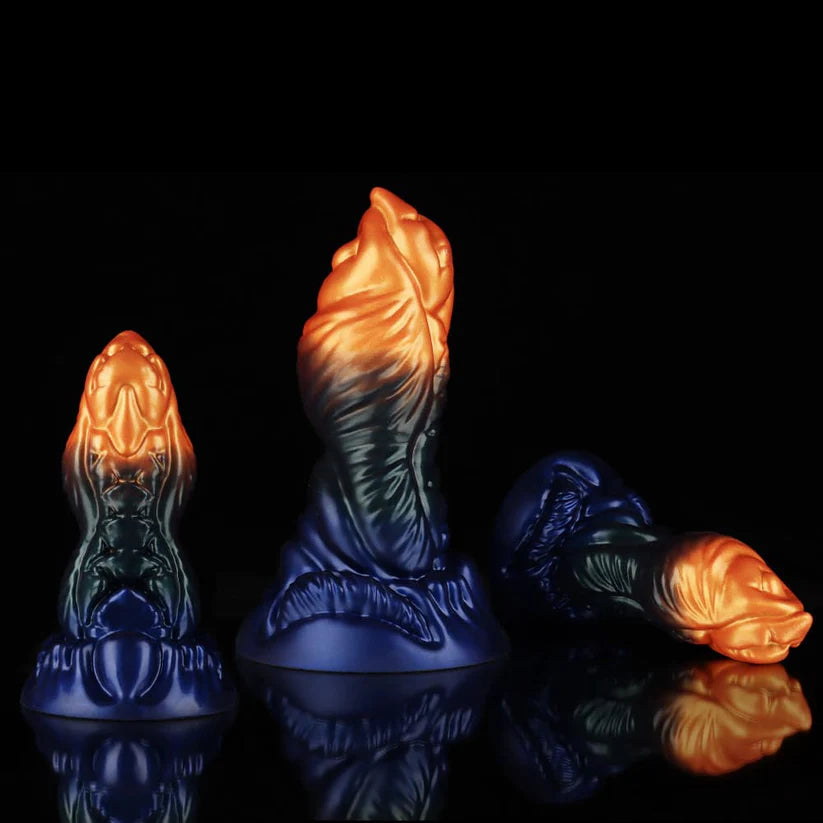 Knotdildo Hawksbill Animal Dildo – Orange Green Blue Fantasy Toy