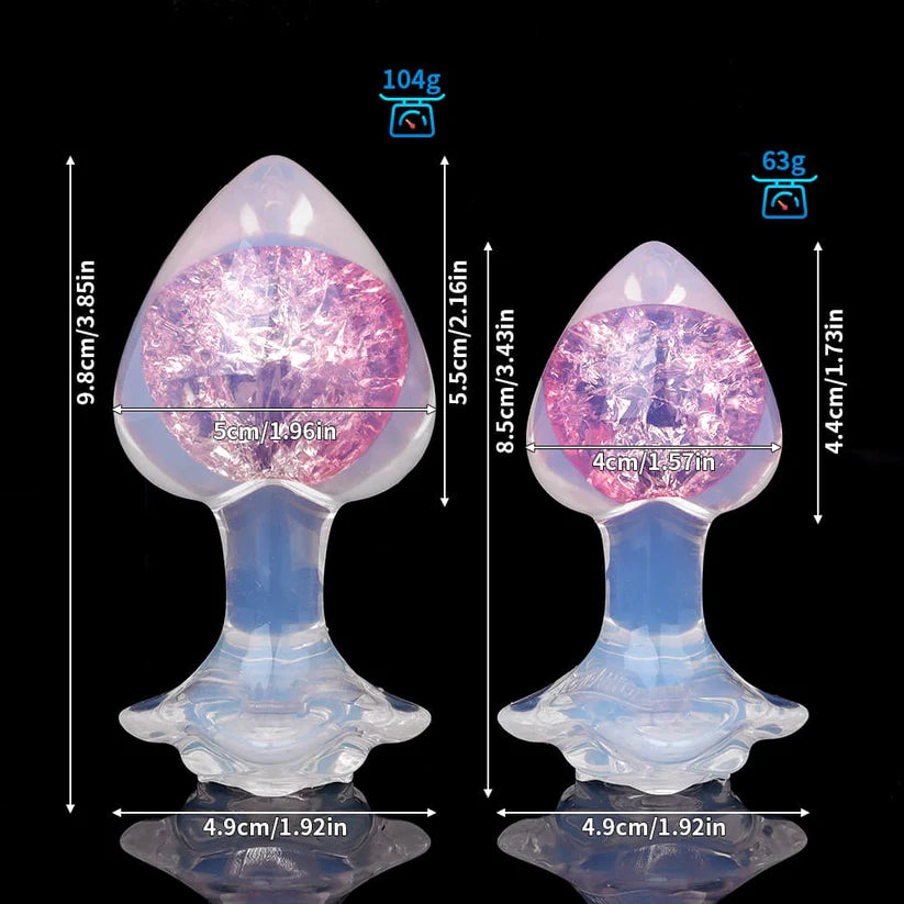 Knotdildo Peach Crystal Butt Plug – Elegant Design with Optional Accessories