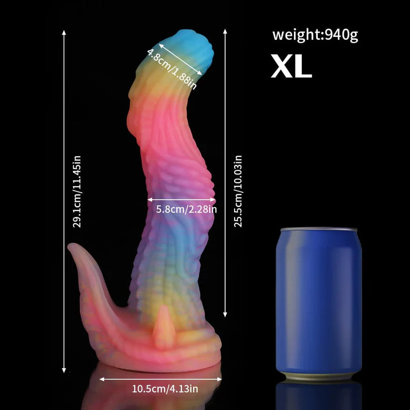 Knotdildo Dinosaur Fantasy Dildo – Blue, Yellow & Purple Adult Toy