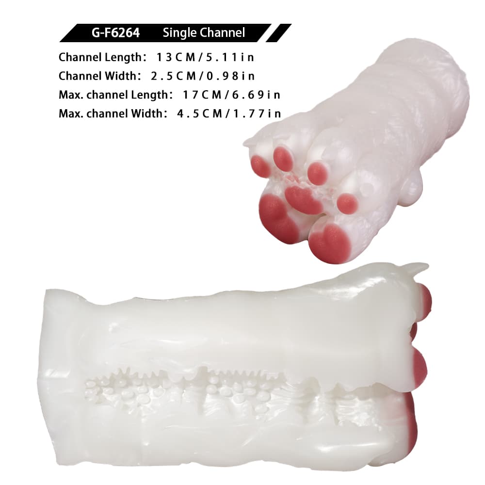 Knotdildo Plush White Paws Male Masturbator – Soft Furry Stroker Sleeve