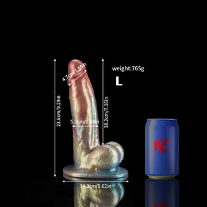 Gentleman Rainbow Fantasy Dildo in various colors, 23 cm tall with lifelike details and sturdy base