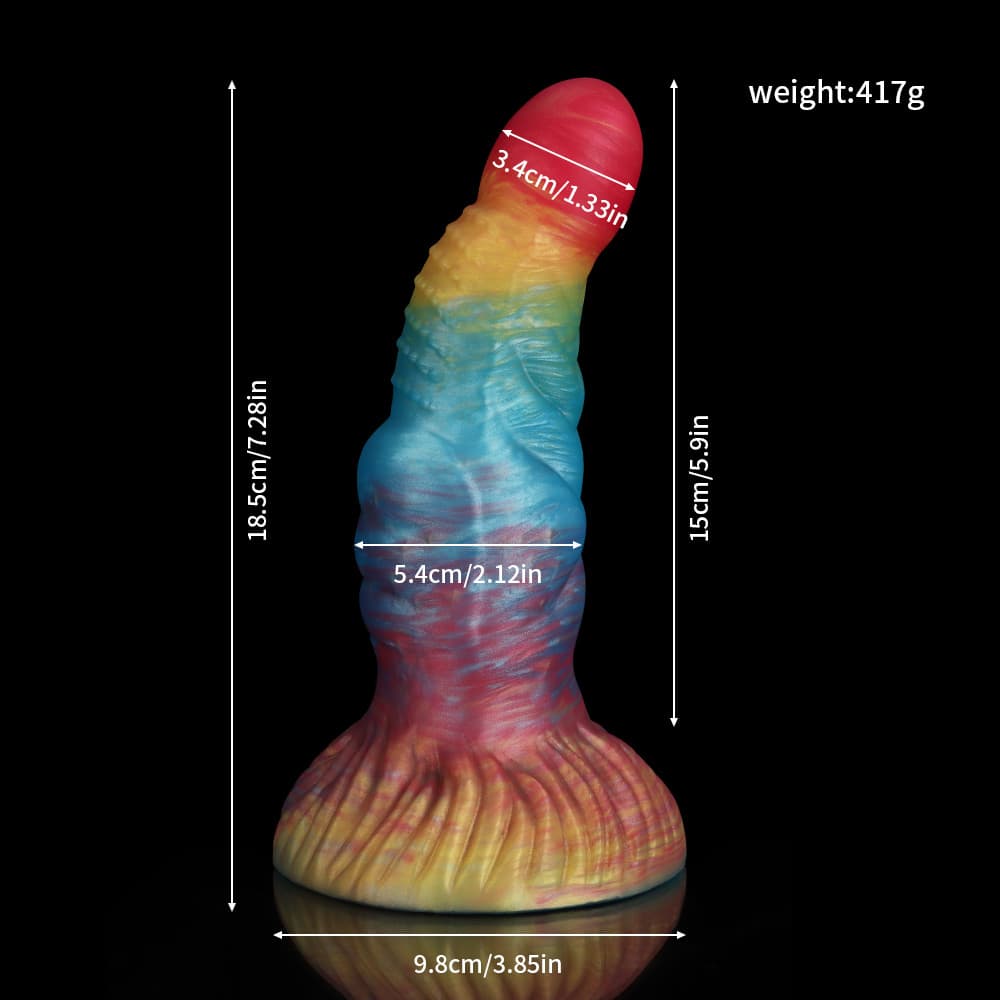 Gilt Hammer Rainbow Knot Dildo for Ultimate Pleasure featuring a textured design and vibrant colors