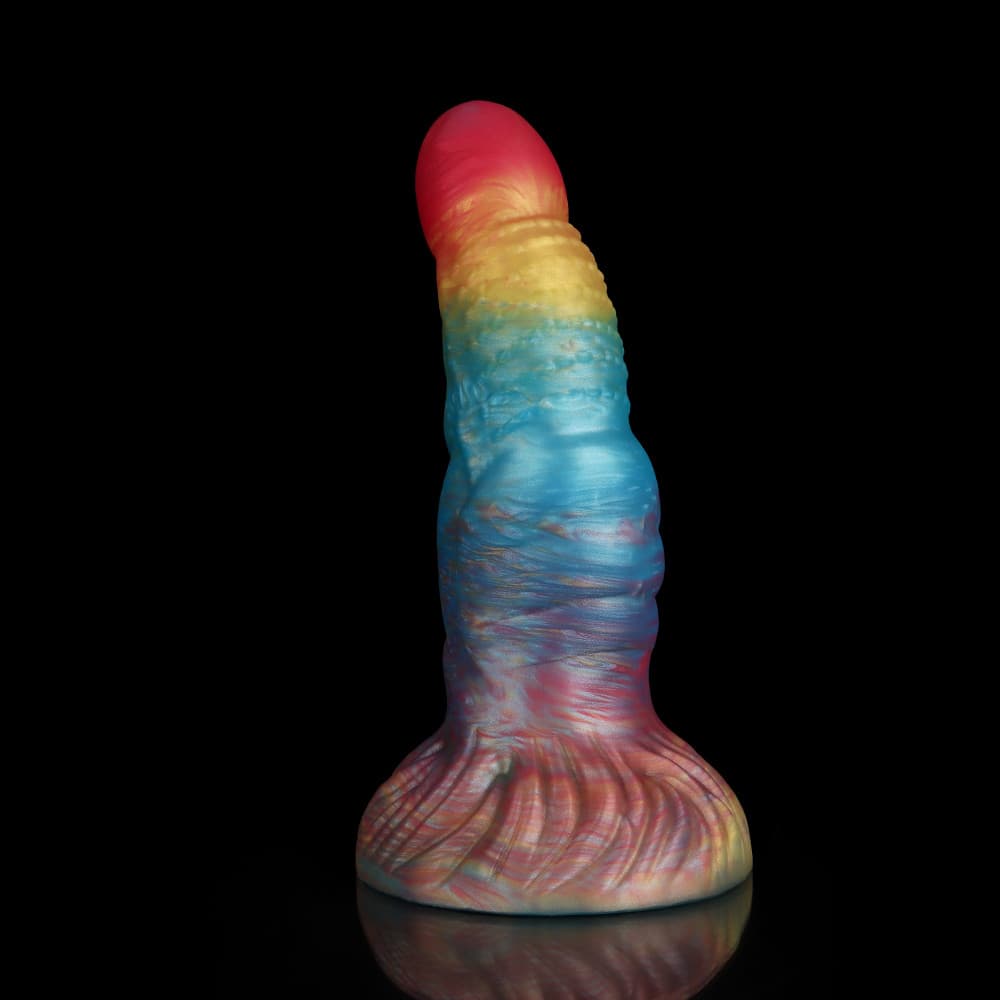 Gilt Hammer Rainbow Knot Dildo for Ultimate Pleasure with a vibrant rainbow design and textured surface