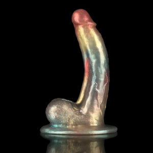 Knot Dildo Bent Gentleman Rainbow Fantasy Dildo with a shimmering, colorful design and a sturdy base