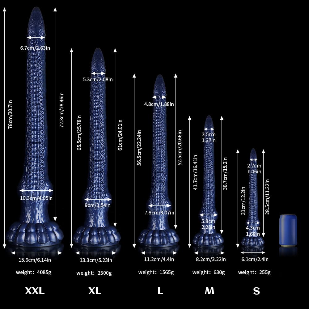 Knot Dildo Eel Blue Oversized Tentacle Anal Plug variety in different sizes for versatile pleasure