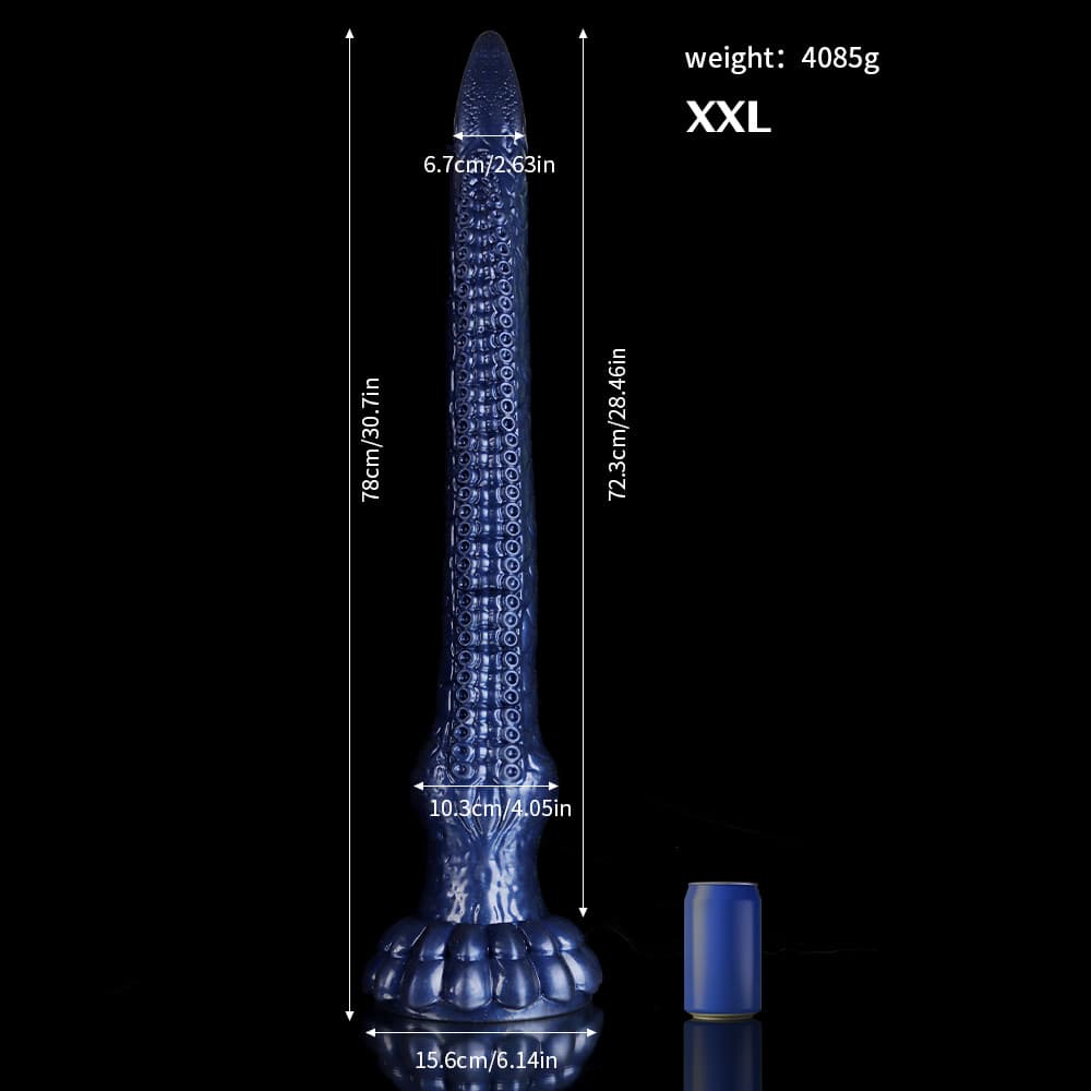 Knot Dildo Eel Blue Oversized Tentacle Anal Plug with detailed texture and long design for adventurous users