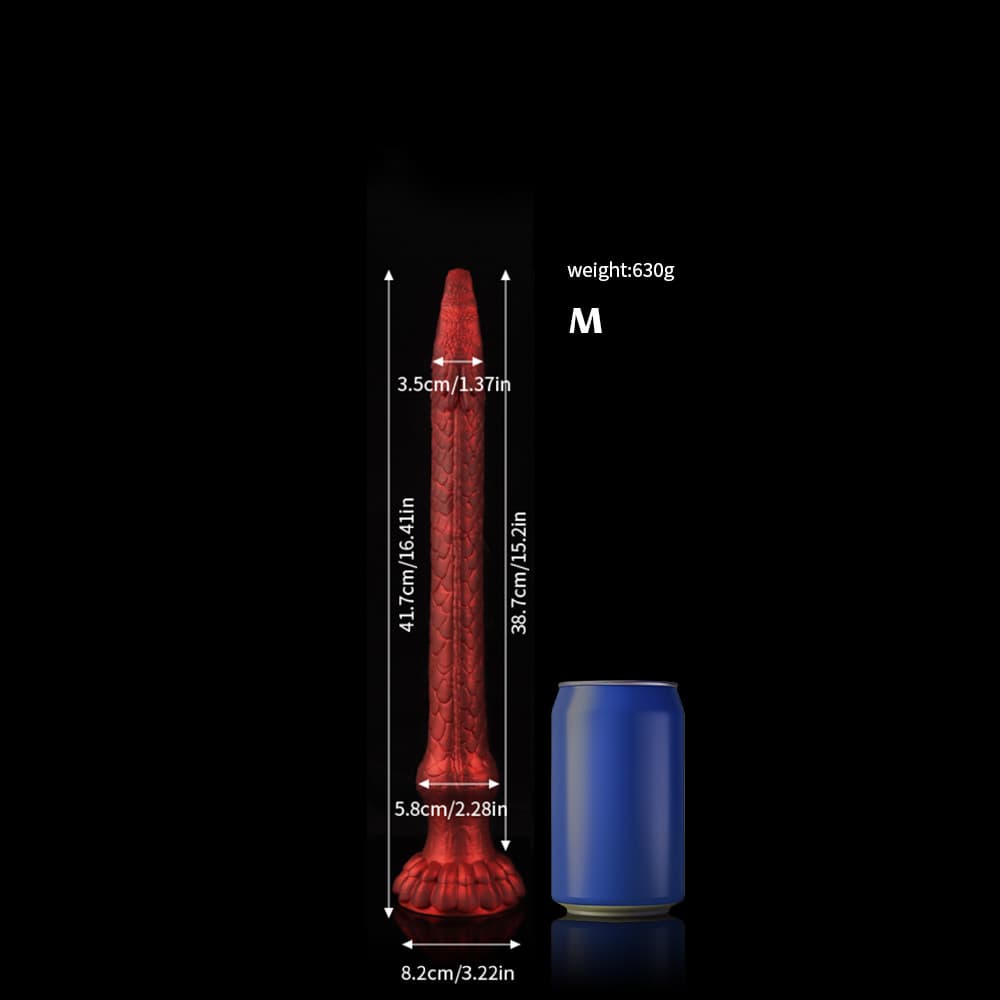 Knot Dildo Eel Crimson Tentacle Dildo for Ultimate Pleasure, showcasing dimensions and design