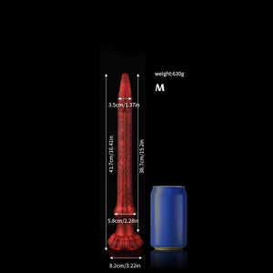 Knot Dildo Eel Crimson Tentacle Dildo for Ultimate Pleasure, showcasing dimensions and design