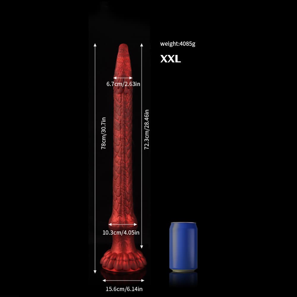 Knot Dildo Eel Crimson Tentacle Dildo for Ultimate Pleasure with detailed measurements and design