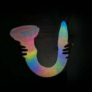 Knot Dildo Octopus Blue Yellow Purple Tentacle Dildo with a glowing rainbow effect and unique shape