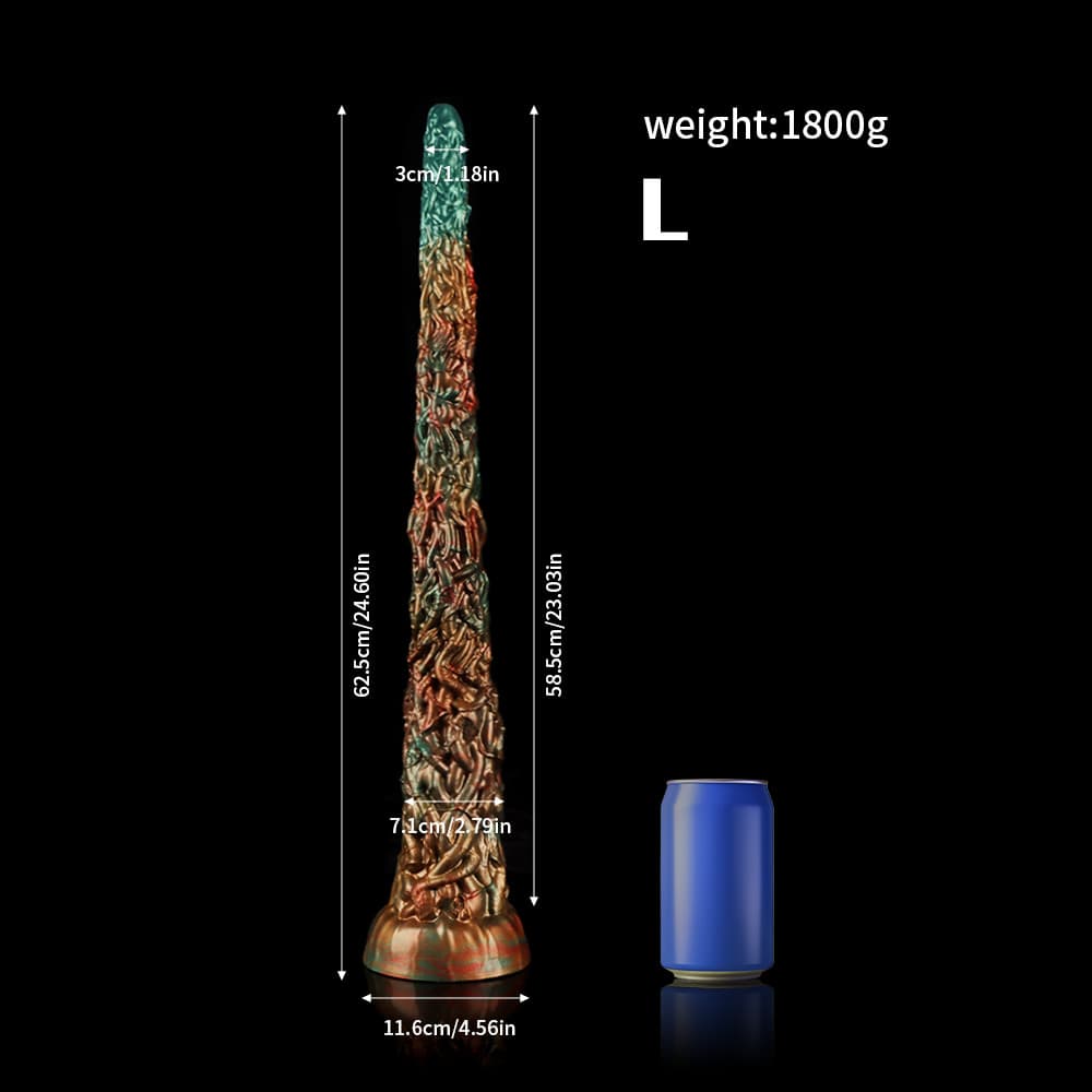 Knot Dildo Vine Green Tentacle Dildo for Ultimate Pleasure with detailed design and measurements