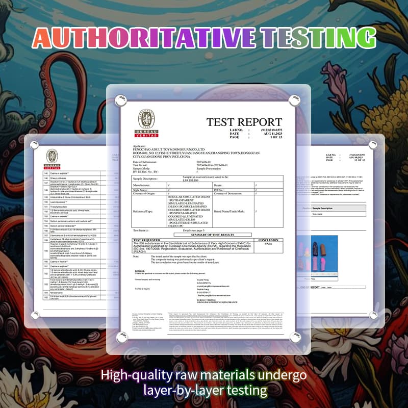 Testing report for Knot Dildo Vine Green Tentacle Dildo for Ultimate Pleasure showcasing quality assurance