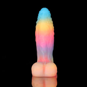 Knot Dildo White Zephyr Blue Yellow Purple Knot Dildo with a smooth, colorful design and realistic shape